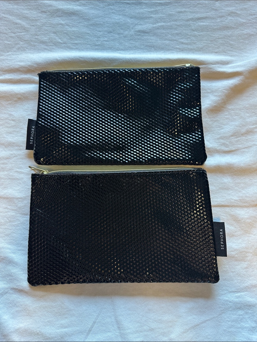 Sephora Black Zipper Pouches - Set of 2